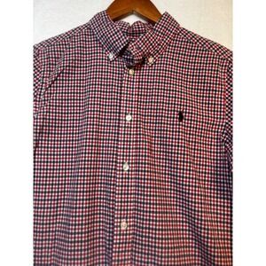 Vintage Polo Ralph Lauren Dress Shirt‎ Mens XL Red Blue Gingham Button Up